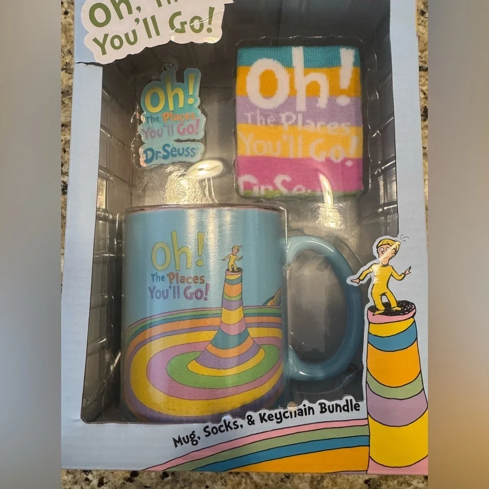 Dr. Seuss 'Oh, the Places You'll Go!' Blue Mug, Socks & Keychain Gift Set grad